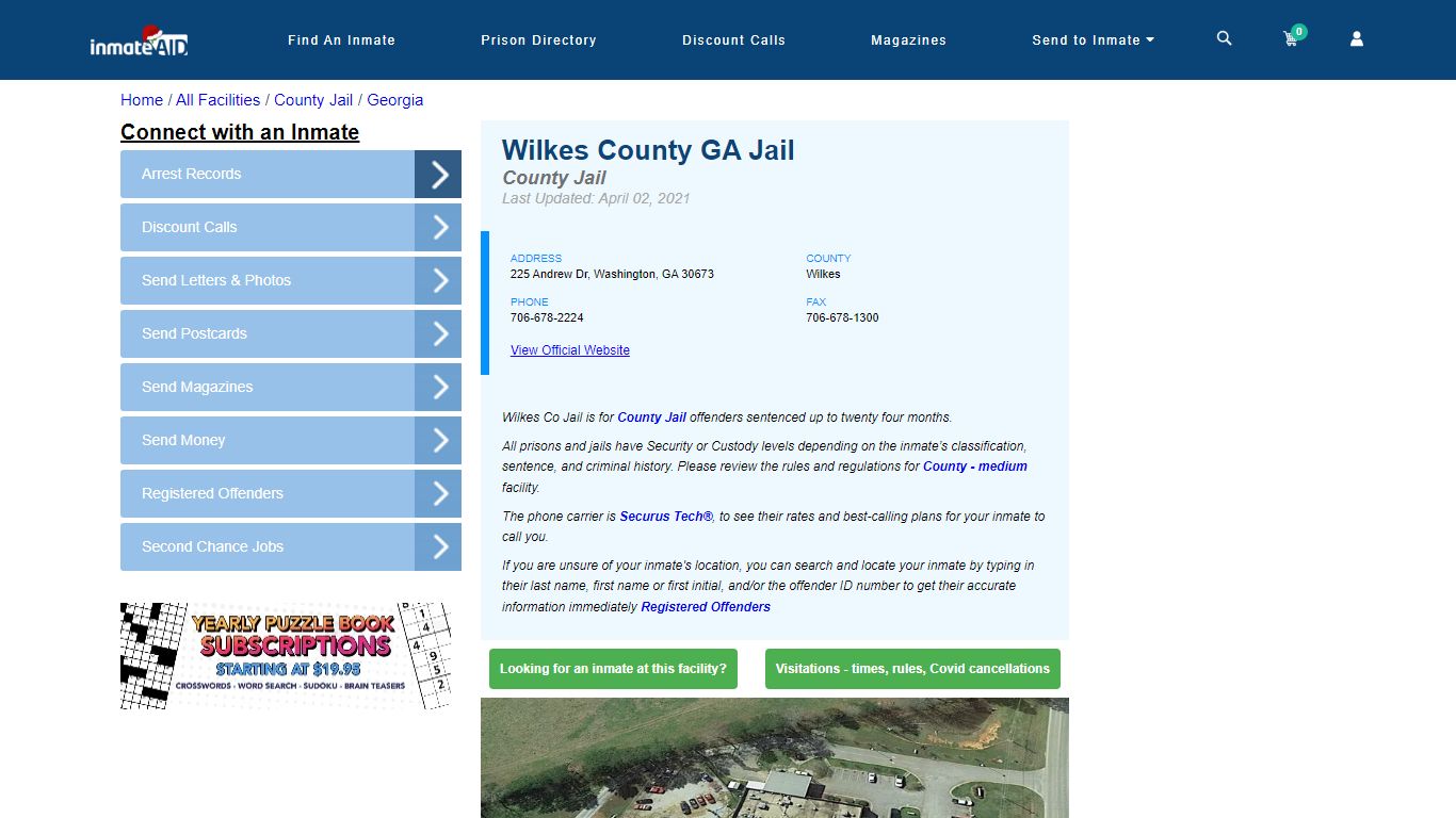Wilkes County GA Jail - Inmate Locator - Washington, GA
