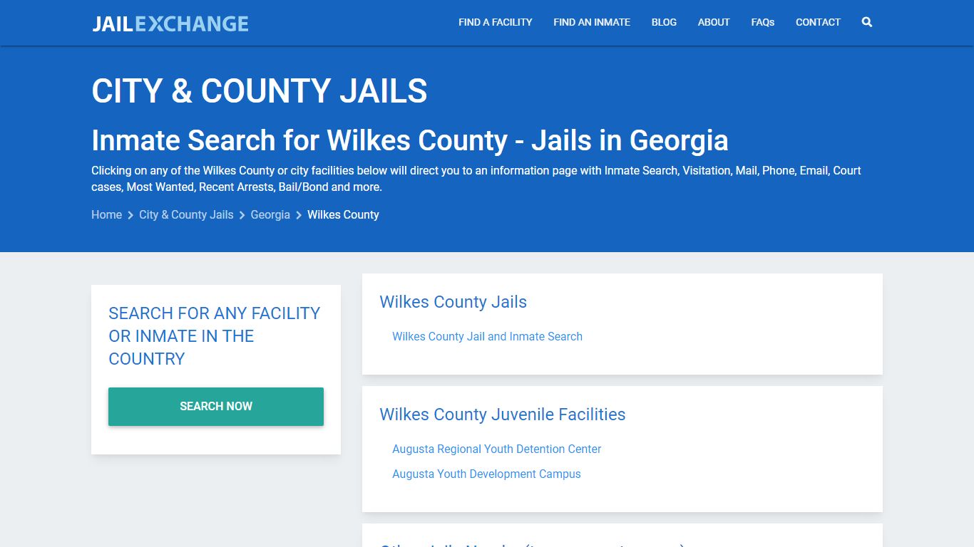 Inmate Search for Wilkes County | Jails in Georgia - Jail Exchange