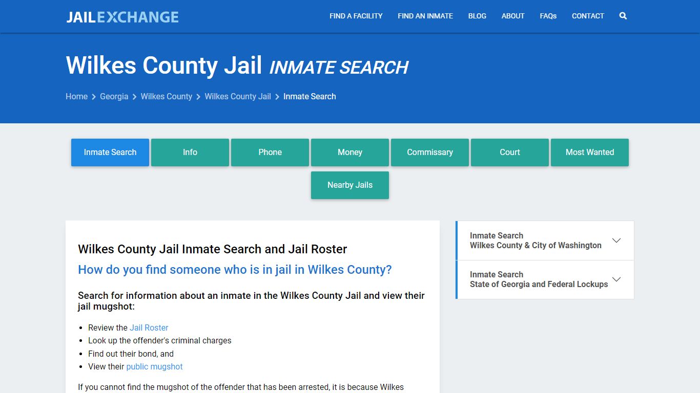 Inmate Search: Roster & Mugshots - Wilkes County Jail , GA